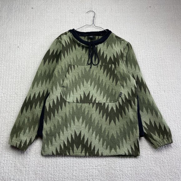 Hooké Mens Sz XS Apalachian Pullover Polar Fleece Green Aztec AOP Fishing Read - Picture 1 of 16